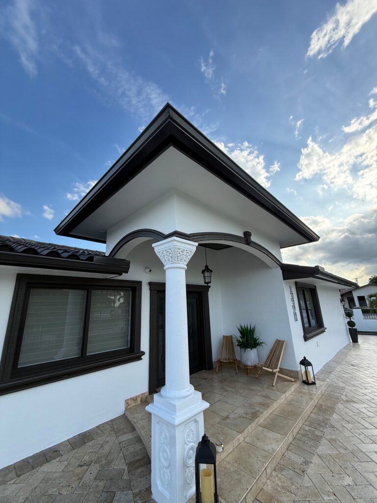 Gutter replacement finished on a house in Miami, Florida