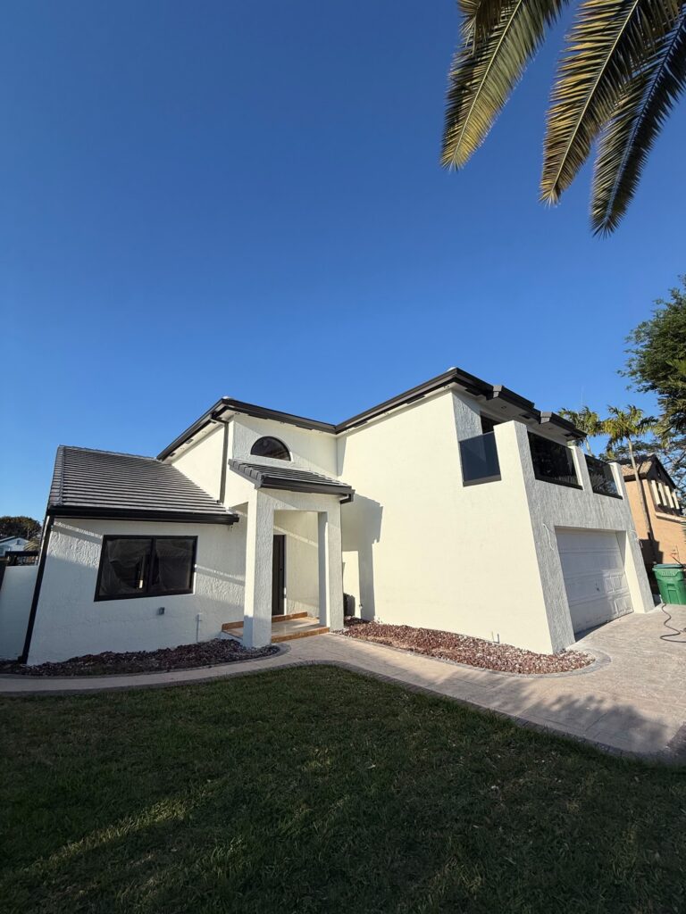 Gutter replacement finished on a house in Miami, Florida