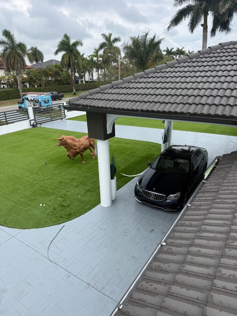 Gutter replacement finished on a house in Miami, Florida