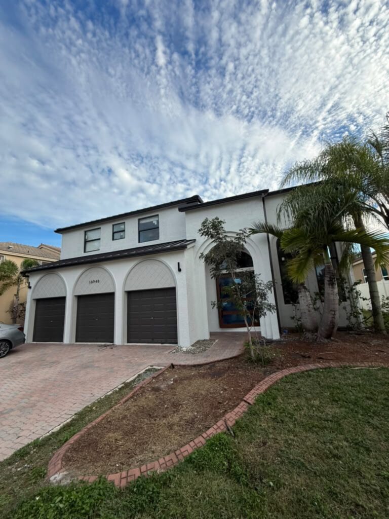 Gutter replacement finished on a house in Miami, Florida