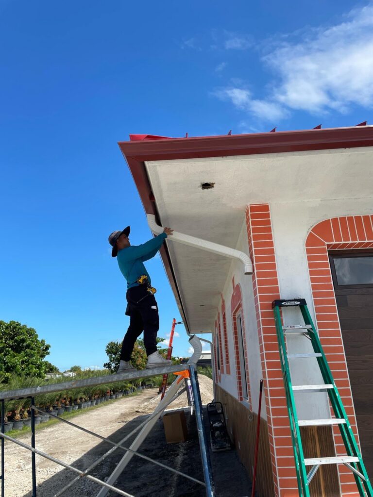 Gutter replacement finished on a house in Miami, Florida