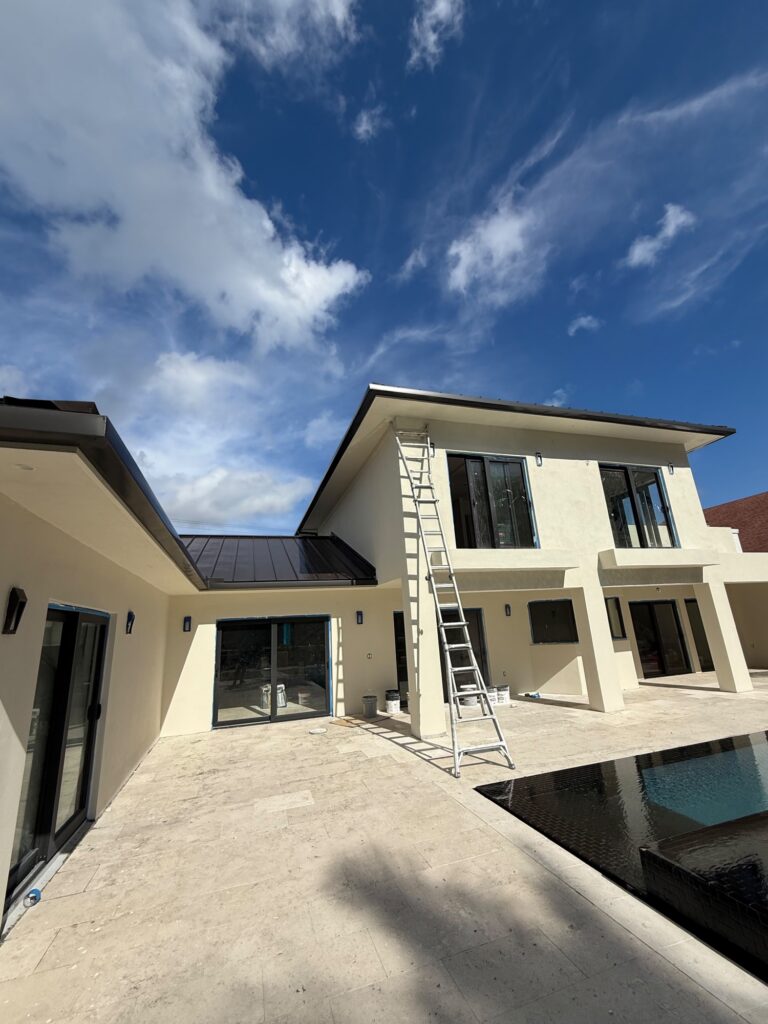 Seamless gutter installation on a home in Opa-locka, Florida