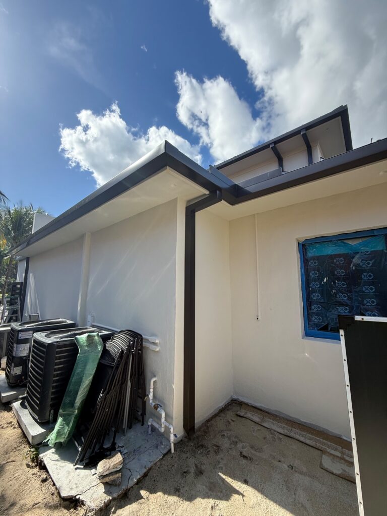 New gutter run fitted along a roofline in Miami, Florida