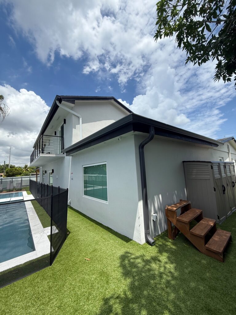 Seamless gutter installation on a home in Opa-locka, Florida